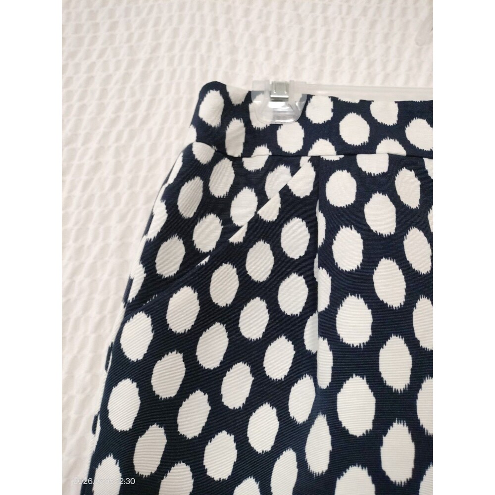 Ann Taylor Loft Skirt Above Knee Length Navy Blue Polka Dot Sz 8 Pockets Lined - Picture 2 of 10